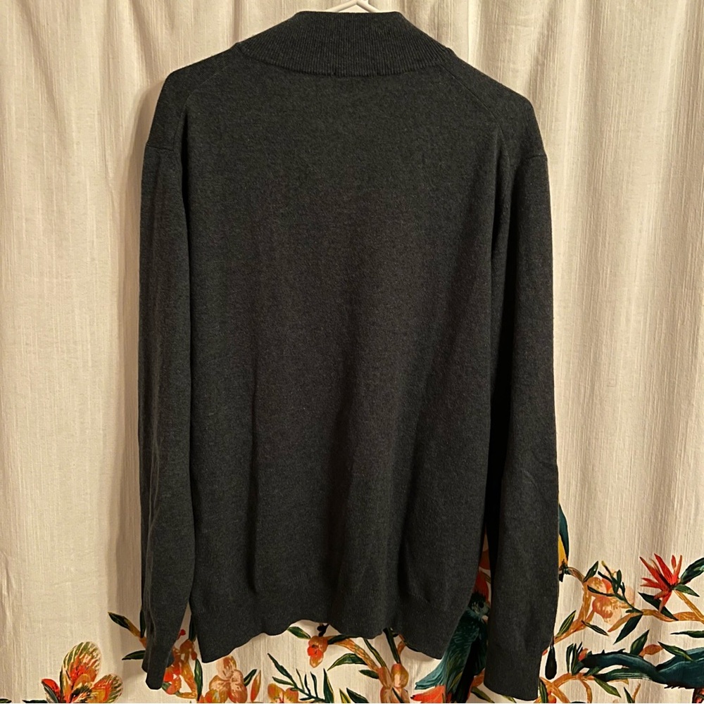 Barneys New York Cashmere Men's Dark Gray 1/4 Zip Sweater Sz XL  preppy - Picture 4 of 7